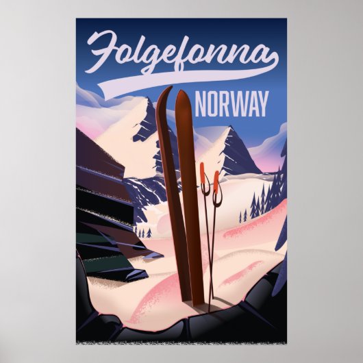 Folgefonna Noorwegen ski poster. Poster (Voorkant)