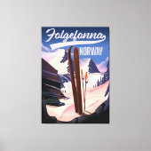 Folgefonna norway ski poster. canvas afdruk (Voorkant)