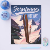 Folgefonna norway ski poster. flyer (Enkel)