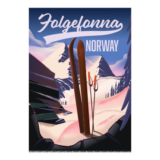 Folgefonna norway ski poster. foto afdruk (Voorkant)