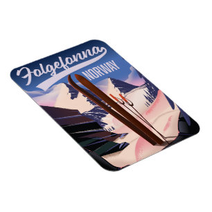 Folgefonna norway ski poster. magneet