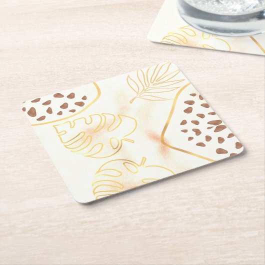 Folhas Douradas Kartonnen Onderzetters (Schuin)