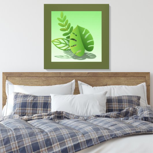 Folhas Verdes Canvas Afdruk (Insitu (Slaapkamer))