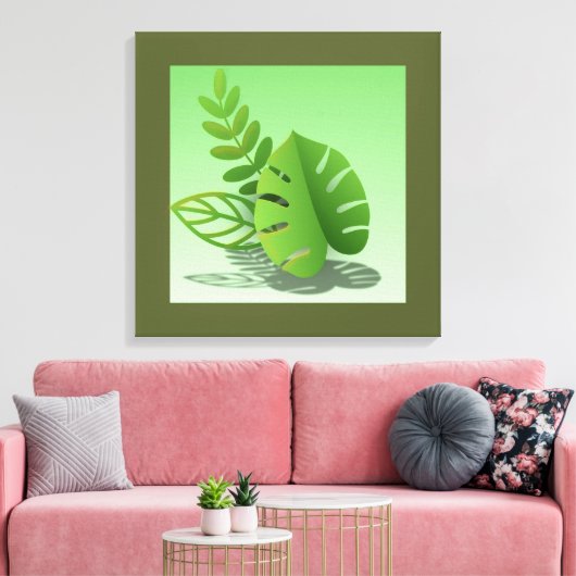 Folhas Verdes Canvas Afdruk (Insitu (Woonkamer))