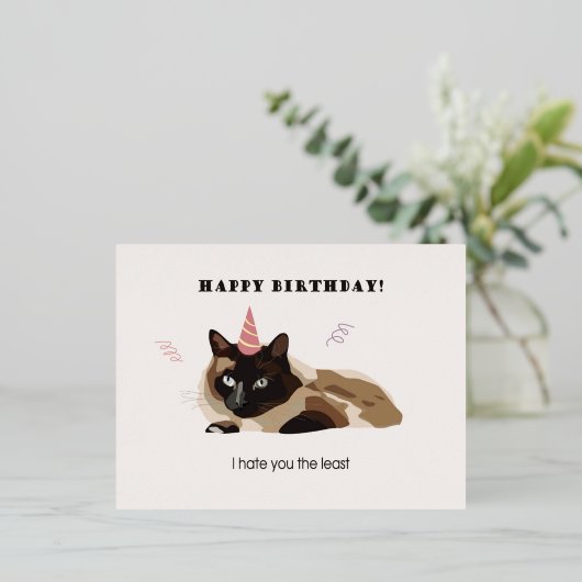 Foli kaart Happy Birthday Cat Funny (Staand Voorkant)