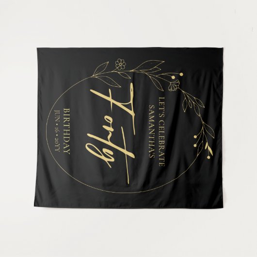 Foliage 40th Birthday Party Backdrop Tapestry Wandkleed (Voorkant (horizontaal))