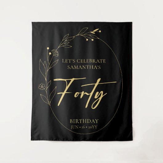 Foliage 40th Birthday Party Backdrop Tapestry Wandkleed (Voorkant)