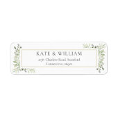 Foliage-adres Botanische Greenery Waterverf Etiket (Voorkant)