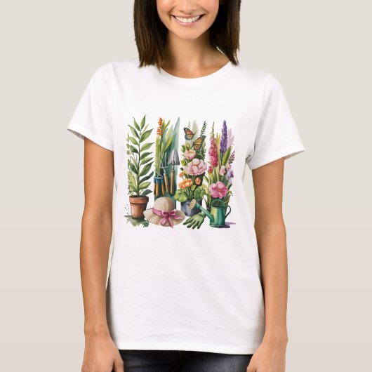 FOLIAGE AND FLORAL GARDENING THEME T-SHIRT (Voorkant)