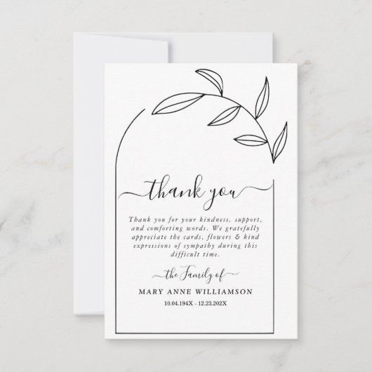 Foliage Arch Text Script Funeral Hartelijk dank Bedankkaart (Voorkant)