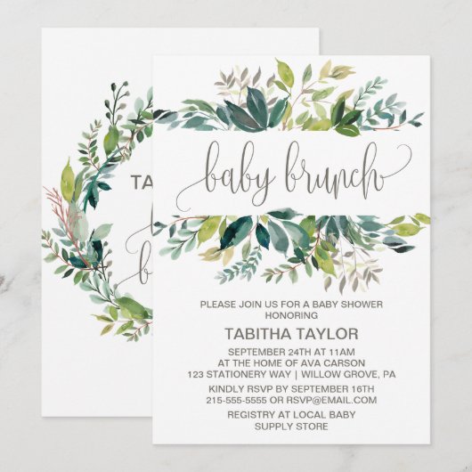 Foliage Baby Brunch Kaart (Voorkant / Achterkant)