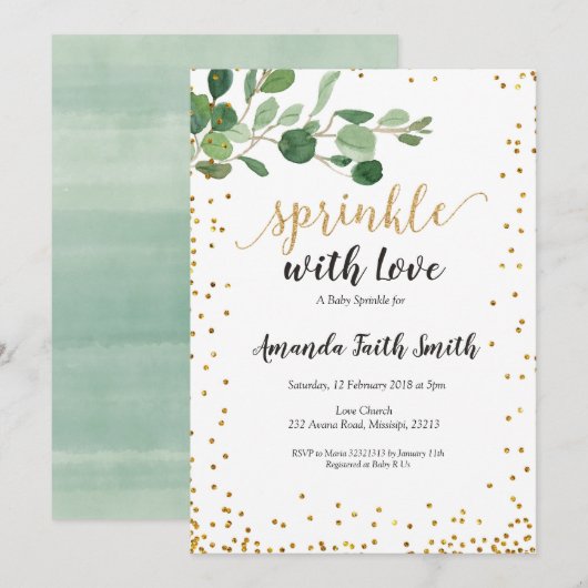 Foliage Baby Sprinkle Card nodigt botanisch uit Kaart (Voorkant / Achterkant)