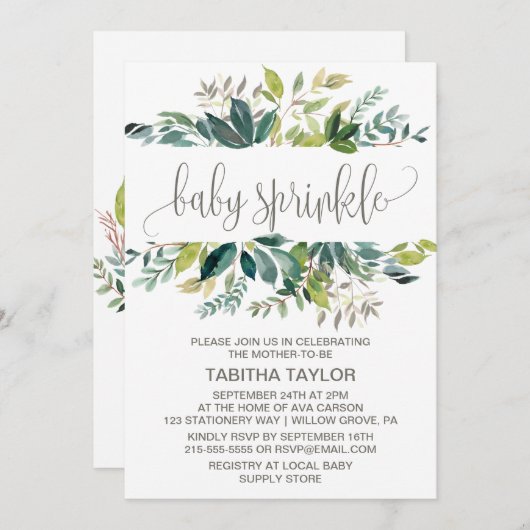 Foliage Baby Sprinkle Kaart (Voorkant / Achterkant)