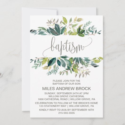 Foliage Baptisme Kaart (Voorkant)