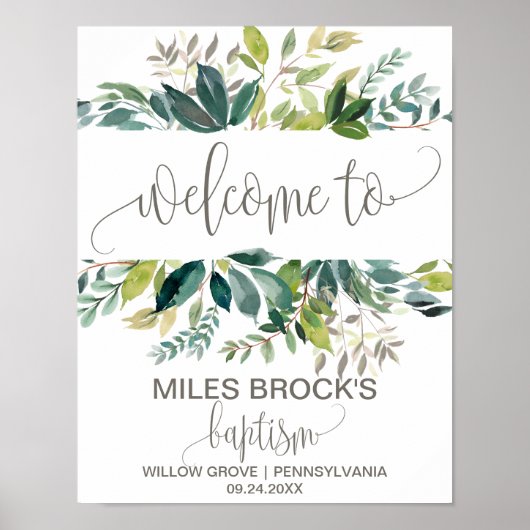 Foliage Baptisme Welkom Poster (Voorkant)