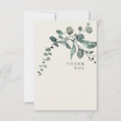 Foliage Blauwgroen & Cream Weddenschap Dank je Bedankkaart (Voorkant)