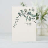 Foliage Blauwgroen & Cream Weddenschap Dank je Bedankkaart (Staand voorkant)