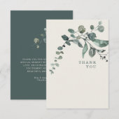 Foliage Blauwgroen & Cream Weddenschap Dank je Bedankkaart (Voorkant / Achterkant)