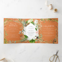 Foliage + bloemenbruiloft uitnodiging en details