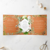 Foliage + bloemenbruiloft uitnodiging en details (Binnen)