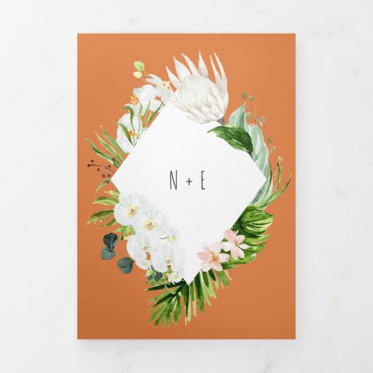 Foliage + bloemenbruiloft uitnodiging en details (Cover)