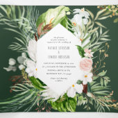 Foliage + bloemenbruiloft uitnodiging en details (Binnenkant midden)