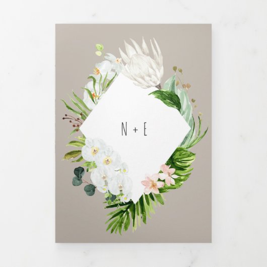 Foliage + bloemenbruiloft uitnodiging en details (Cover)