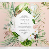 Foliage + bloemenbruiloft uitnodiging en details (Binnenkant midden)