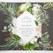 Foliage + bloemenbruiloft uitnodiging en details (Binnenkant midden)