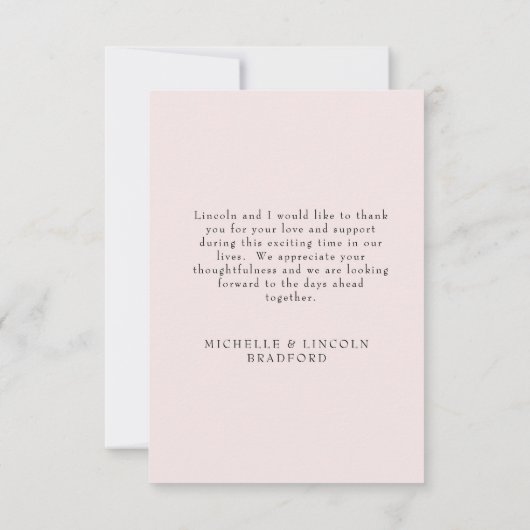 Foliage Blush Bruiloft Dank u Bedankkaart (Achterkant)