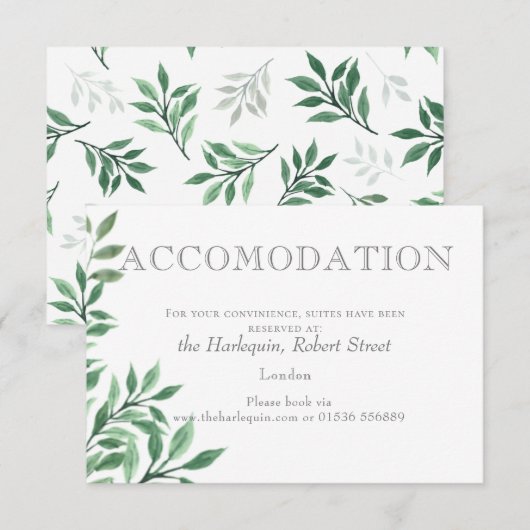 Foliage Boeket ACCOMMODATIEKAART RSVP Kaartje (Voorkant / Achterkant)