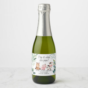 Foliage Boerderij Baby shower Pop IT Mousserende W Sparkling Wijnetiket