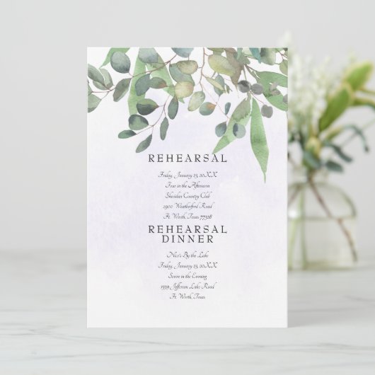 Foliage Bord Lavendel Splash Wedding Kaart (Staand voorkant)