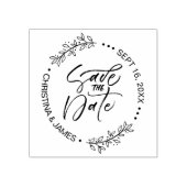 Foliage Borstel Schrift Save The Date Rubberstempel (Afrduk)