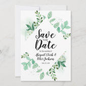 Foliage Botanical Mint Diamond Lijst Chic Save The Date (Voorkant)