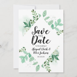Foliage Botanical Mint Diamond Lijst Chic Save The Date