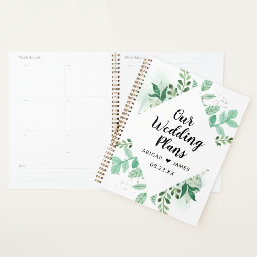 Foliage Botanical Mint Diamond Lijst Weddenschap Planner (Display)