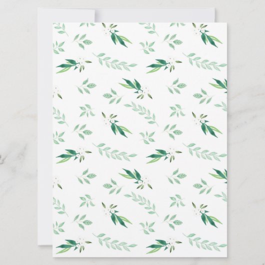 Foliage Botanical Waterverf Wreatbrouwding Kaart (Achterkant)