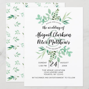 Foliage Botanical Waterverf Wreatbrouwding Kaart