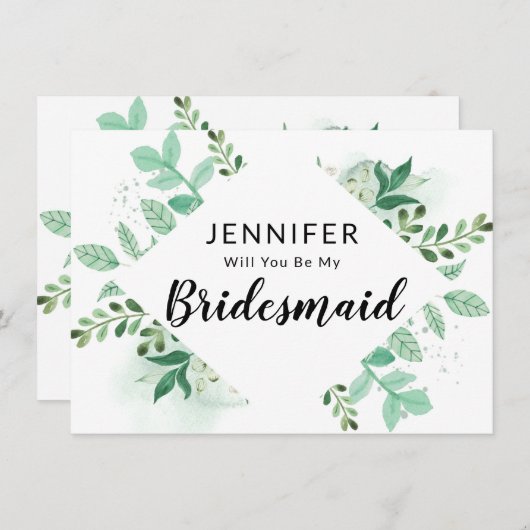 Foliage Botanische bridesmaïde Kaart (Voorkant / Achterkant)