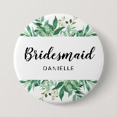 Foliage Botanische bridesmaïde Monogrammen, vers Ronde Button 7,6 Cm (Voorkant)