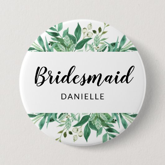 Foliage Botanische bridesmaïde Monogrammen, vers Ronde Button 7,6 Cm (Voorkant)