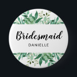 Foliage Botanische bridesmaïde Monogrammen, vers Ronde Button 7,6 Cm<br><div class="desc">Verse Foliage Botanische Lijst Waterverf Groene wijnstokken & bladeren in tinten van Groen en Mint Bruidsmeisje Monogrammed Naam Bruids Bruiloft Party Favor Button * Zie mijn winkel om het hele collectie te zien!</div>