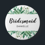 Foliage Botanische bridesmaïde Monogrammen, vers Ronde Button 7,6 Cm<br><div class="desc">Verse Foliage Botanische Lijst Waterverf Groene wijnstokken & bladeren in tinten van Groen en Mint Bruidsmeisje Monogrammed Naam Bruids Bruiloft Party Favor Button * Zie mijn winkel om het hele collectie te zien!</div>