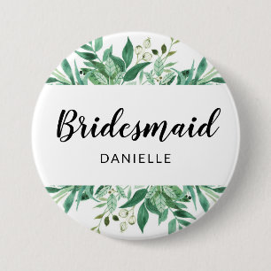 Foliage Botanische bridesmaïde Monogrammen, vers Ronde Button 7,6 Cm