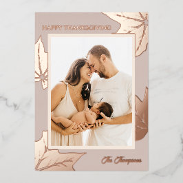 Foliage Botanische Lijst familie foto Thanksgiving Folie Feestdagenkaart