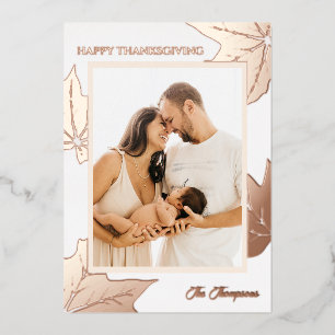 Foliage Botanische Lijst familie foto Thanksgiving Folie Feestdagenkaart