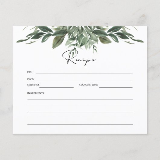 Foliage Botanische Vrijgezellenfeest Recipcard (Voorkant)