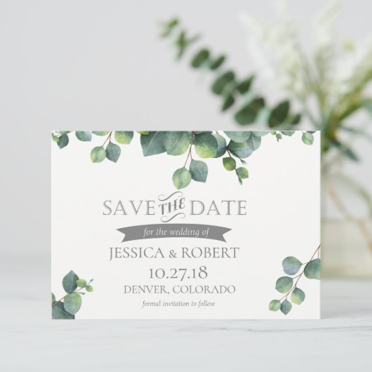 Foliage Bouquet bespaart de datum-Kaart Save The Date (Staand voorkant)