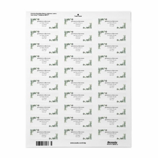 Foliage Bouquet Return Address Label (Full Sheet)
